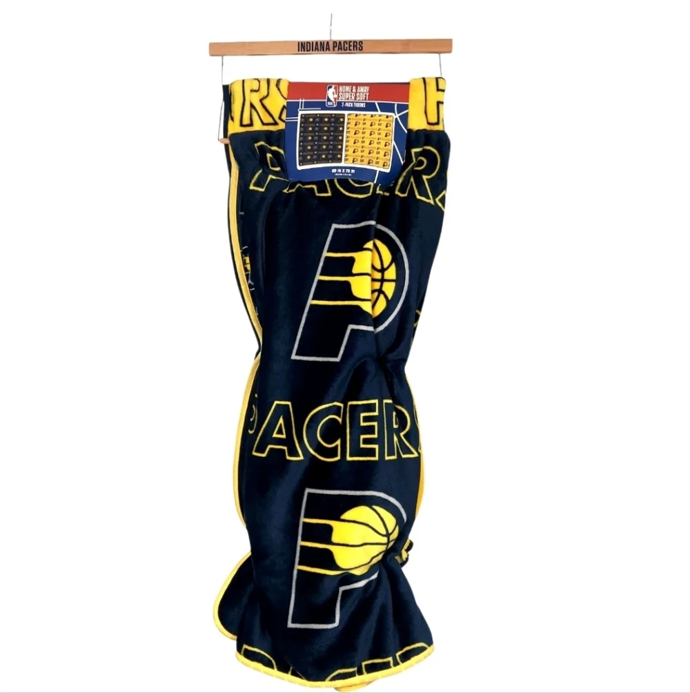 Indiana Pacers 2 Pack Throw Blankets 60 x 70 Home & Away Super Soft Plush New